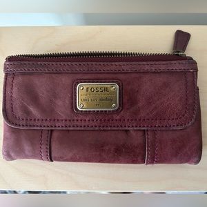 Vintage Style Fossil Wallet Organizer Clutch in Purple